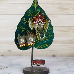 HANDICRAFTS PARADISE Green Ganesh Tealight Figurine Showpiece-image-76