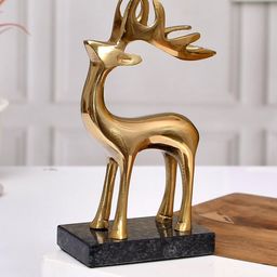 CraftVatika Gold-Toned Small Figurine Metal Reindeer Showpieces-58