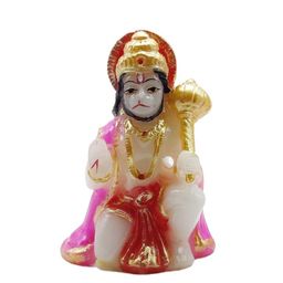 GLOOKS White & Pink Marble Hanuman Idol Showpiece-33