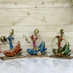 HANDICRAFTS PARADISE Blue Maroon 3 Pieces Musicians Ladies Figurine Showpieces-image-55