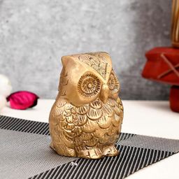 Ascension Golden Figurine of Sitting Owl Brass Showpiece-image-88