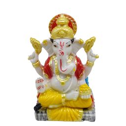 GLOOKS Yellow & White Ganesha Idol Showpiece-image-75
