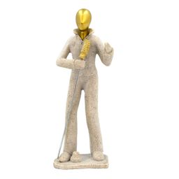 Cortina Sandstone Off White & Gold Toned Musical Instrument Decorative Statue-44
