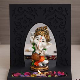 eCraftIndia Gold & White Baal Ganesha Playing Dholak Showpiece-image-48