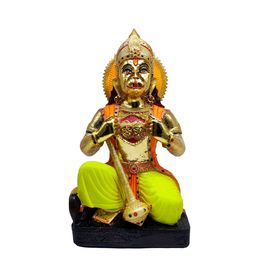 GLOOKS Green & Gold Toned Bajrangbali Ram Sita on Chest Idol Showpiece-image-55