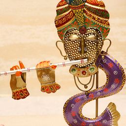 HANDICRAFTS PARADISE Bronze & Purple Metal Medium Krishna Showpiece-image-18
