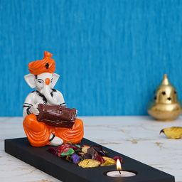eCraftIndia Black & Orange Showpieces-Idols and Figurines/Tea Light Holder-image-83