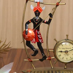 HANDICRAFTS PARADISE Black & Red Krishna Table Clock Figurine Showpiece-image-22