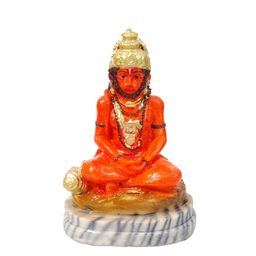 GLOOKS Orange & White Hanuman Dhyam Idol Showpiece-image-97