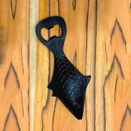 Two Moustaches Black Fish Design Brass Bottle Opener Showpiece-30