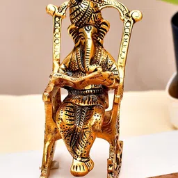 Ascension Gold Toned Textured Ganesh Idol Figurine Showpiece-0