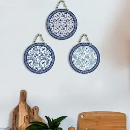 suveharts 3 Pcs Blue Wooden Circle Set Hanging-picture-30