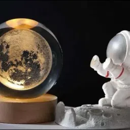3D Moon Crystal Ball Night Lamp with Base for Living Room, decoration, gift, Night Lamp-14