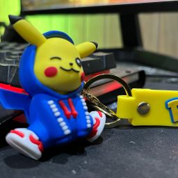 PREMIUM FAMOUS CARTOON 3D SILICON PIKACHU KEYCHAIN WITH METAL RING Key Chain-image-2