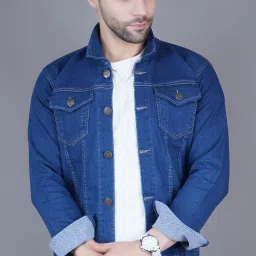 Full Sleeve Solid Men Denim Jacket-image-60