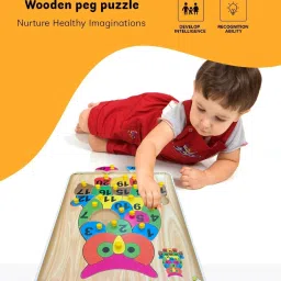 blue seed Counting learning toy, Number Puzzle Math 1234 Learning board Peg Puzzle game image 5