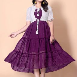 Solid Georgette Stitched Flared/A-line Gown-image-25