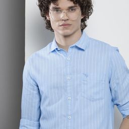 the indian garage co. Men Slim Fit Striped Spread Collar Casual Shirt-picture-0