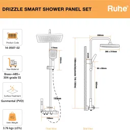 Ruhe Drizzle 4-in-1 Piano Overhead Shower Panel Includes Hand Shower & Health Faucet Shower Panel image 2