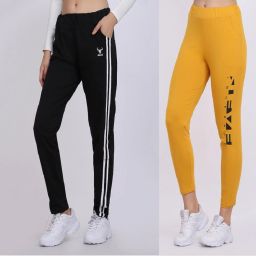 Pack of 2 Women Solid Yellow, Black Track Pants-image-109