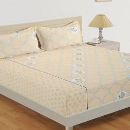 swayam Pink 120 TC Floral Print Cotton Single Bed Sheet with 1 Pillow Cover-picture-40