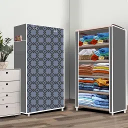 5 Layer Curtsins Print PP Collapsible Wardrobe-image-52