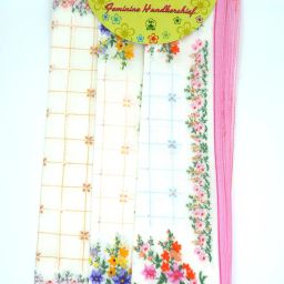 Maskey Skincare 100% Cotton (Size:32x32cm) (3colors x 2each =6pcs) Embroidered Abstract Iconic Designer Ladies Rumal / Hanky ["Multicolor"] Handkerchief-5