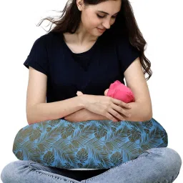 Breast feeding LARGE Pillow,Removable cover with Zip, Buckle Adjust,Blue Leaf Breastfeeding Pillow-image-53