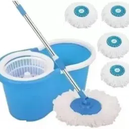 Premium Basket 360° Self Spin with Rotating Head with 4 extra refill Mop Set-image-26