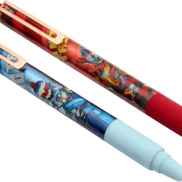 Set Of 2 Yiren Super Hero Edition Red & Blue Retractable Button System Fountain Pen-image-2