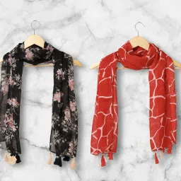 Printed Chiffon Women Multicolor Scarf, Stole, Fancy Scarf-image-85