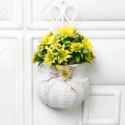 foliyaj Artificial Yellow Gerba Plant with Wall Pot-picture-40