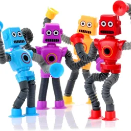 Robot Men Pop Tube Fidget Sensory Stress Anxiety Relief Bendable Toy Pack of 4-11