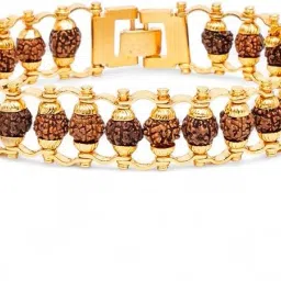 Rudraksh RAKHI FOR BROTHERS BHAIYA OM KADA RUDRAKSHA GIFT COMBO RUDRAKSHA BRACELET-ME113 Silver, Gold Finish Bracelet Set-1