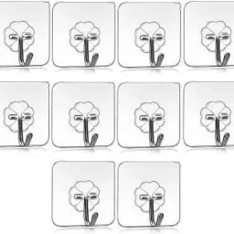 10 Pcs Self Adhesive Wall Hooks, Heavy Duty Sticky Hooks for Hanging 10KG (Max) Hook 10-15