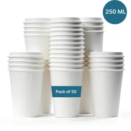 Pack of 50 Paper 8oz 250 ML Disposable Drinking Paper Cups for Hot & Cold Beverages- Pack of 50-41