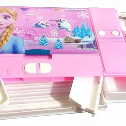 Frozen Printed Jumbo Gadget Pencil Box with Water Glittery Pen Geometry Box-image-3