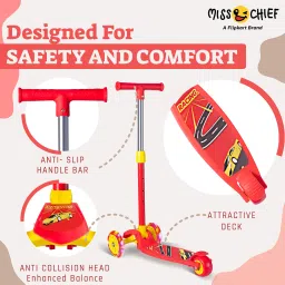 miss & chief Adjustable Scooter with LED Lights, Foldable Design, Extra Wide Brakes image 4