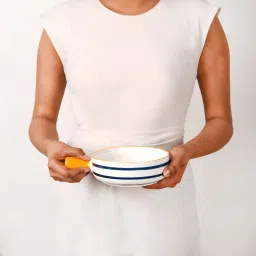 nestasia Ceramic Serving Bowl Handle, For Baking & Serving, Round Shape, Swirl Pattern, 700ml Capacity image 2