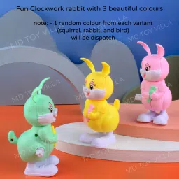 md toy villa 3 pcs Jumping Bird, Rabbit and Squirrel Key Operated Wind Up Toys image 2