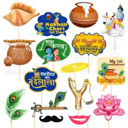 1st JANMASHTAMI Photo Booth Props / 16 Pcs Photo Booth Board Photo Booth Board-image-79