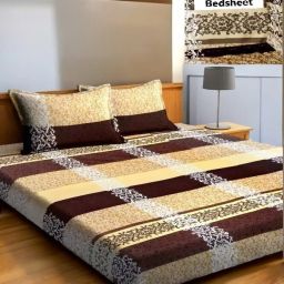 230 TC Cotton Double Floral Fitted (Elastic) Bedsheet-image-79