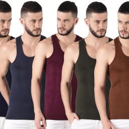 Pack of 5 Dollar Lehar Men Combed Cotton Round Neck Vest -Pack of 5- Colour may Vary Men Vest-image-41