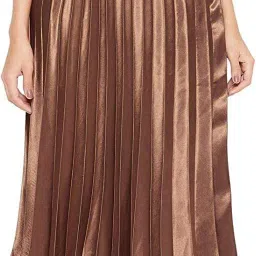 Women Solid Pleated Silver Skirt-image-67