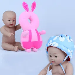 Combo Set of 2 Baby Infants Back Protector & Safety Helmet with Adjustable Strap-image-4