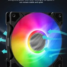 Verity RGB 120mm Case Fan, ICE C400 CPU Cooler/CPU Fan with Rainbow LED Fan - Black Combo Set image 2