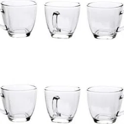 Pack of 6 Glass Square Tea & Coffee Glass Cup Set, 220 ml Capacity, Durable-image-2