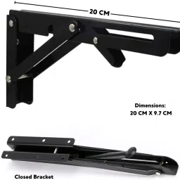 4tens Shelf Brackets, Heavy Duty Metal Collapsible Shelf Bracket for Space Saving 20cm x 9.7cm Shelf Bracket image 4