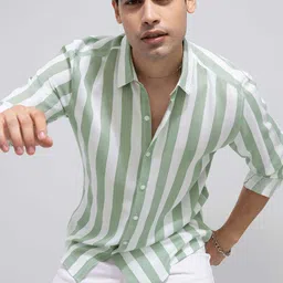 surhi Men Slim Fit Striped Spread Collar Casual Shirt-picture-2