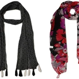Printed Chiffon Women Multicolor Scarf, Stole, Fancy Scarf-image-75